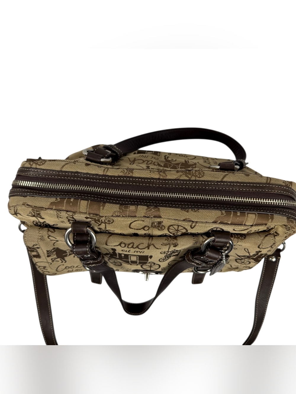 Coach Horse & Carriage Monogram Satchel - Picture 4 of 11
